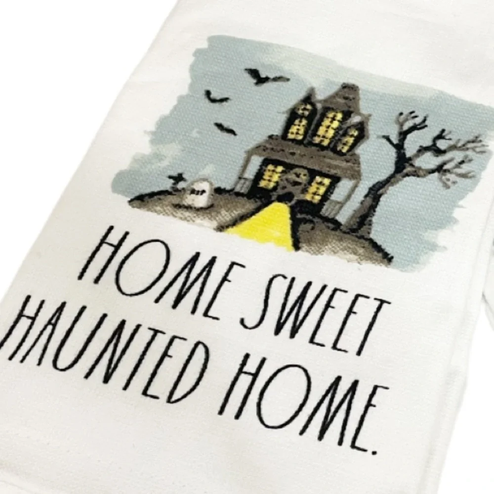 NEW 👻Rae Dunn Halloween HOME SWEET HAUNTED HOME👻 Set of 2 Kitchen Towels